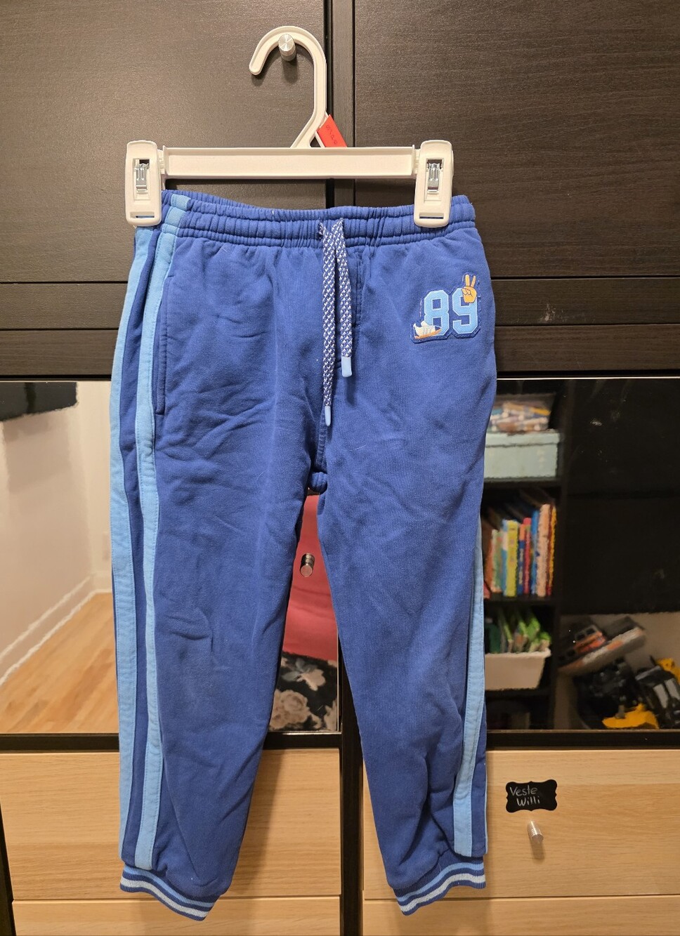Blue Kids Joggers with Light Blue Side Stripes